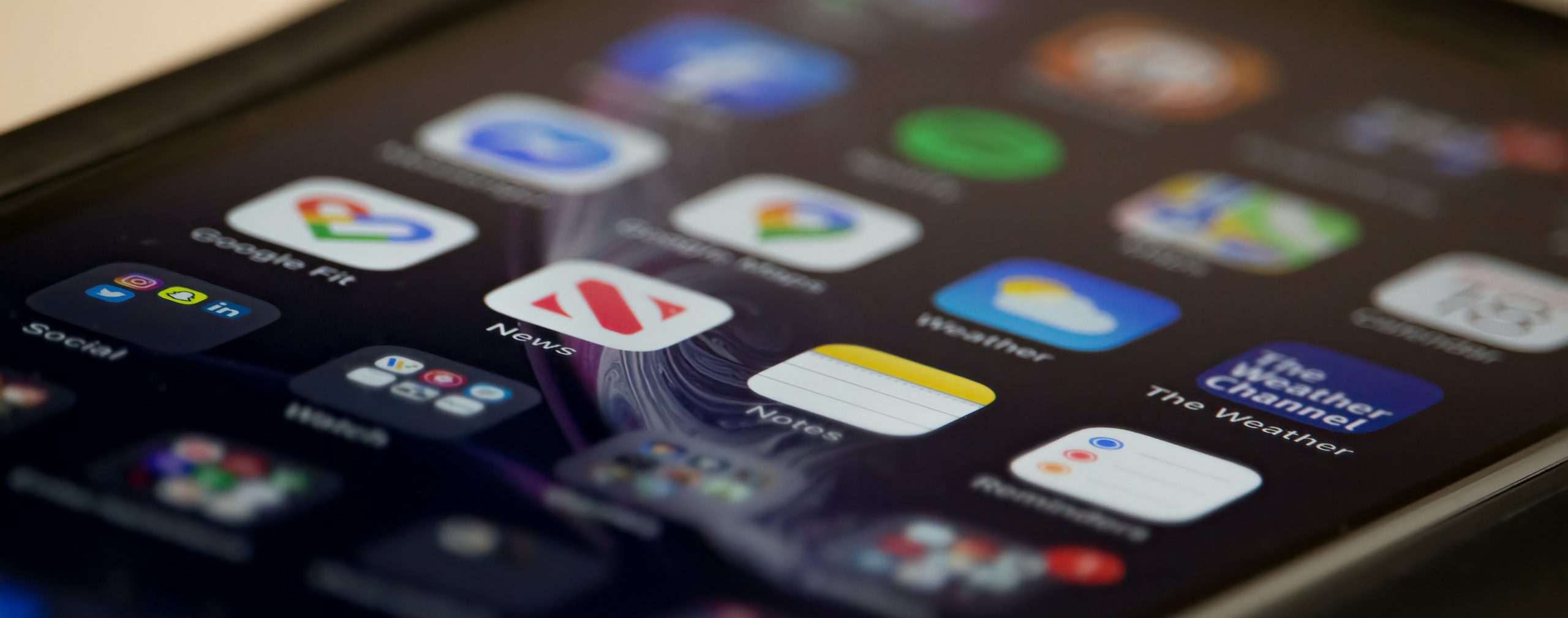 apps on a mobile screen closeup