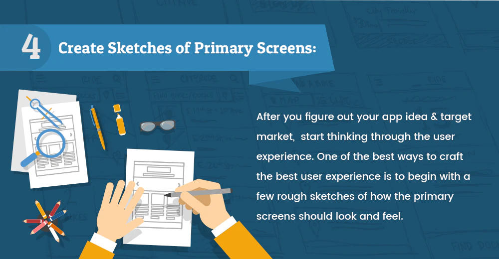Stages in app development infographic, step 4